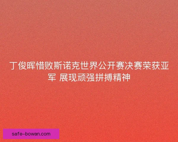 丁俊晖惜败斯诺克世界公开赛决赛荣获亚军 展现顽强拼搏精神
