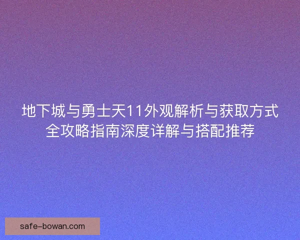 地下城与勇士天11外观解析与获取方式全攻略指南深度详解与搭配推荐
