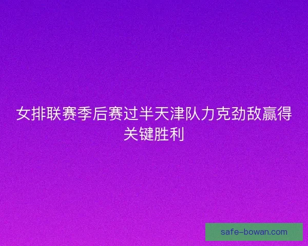 女排联赛季后赛过半天津队力克劲敌赢得关键胜利